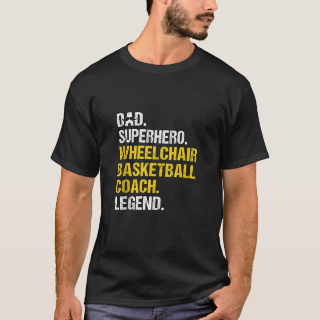 Camiseta Hombres Papá Superhéroe silla de ruedas entrenador (Anverso)