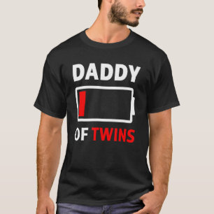 Camiseta Hombres Papi De Gemelos Con Batería Baja Cuidada G