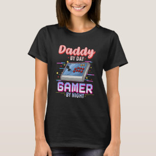 Camiseta Hombres Papi Por Día Gamer Por Noche Arcade Stick