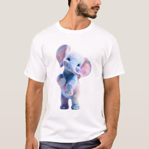Camiseta Hombres Pastel Iridescente Elefante Bebé Lindo