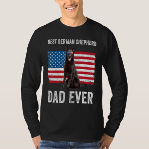 Camiseta Hombres Pastor Alemán Negro Papá Bandera Estadouni