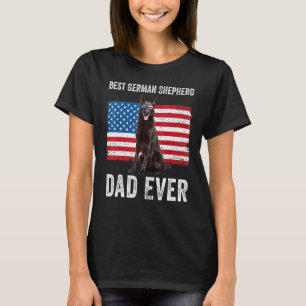 Camiseta Hombres Pastor Alemán Negro Papá Bandera Estadouni