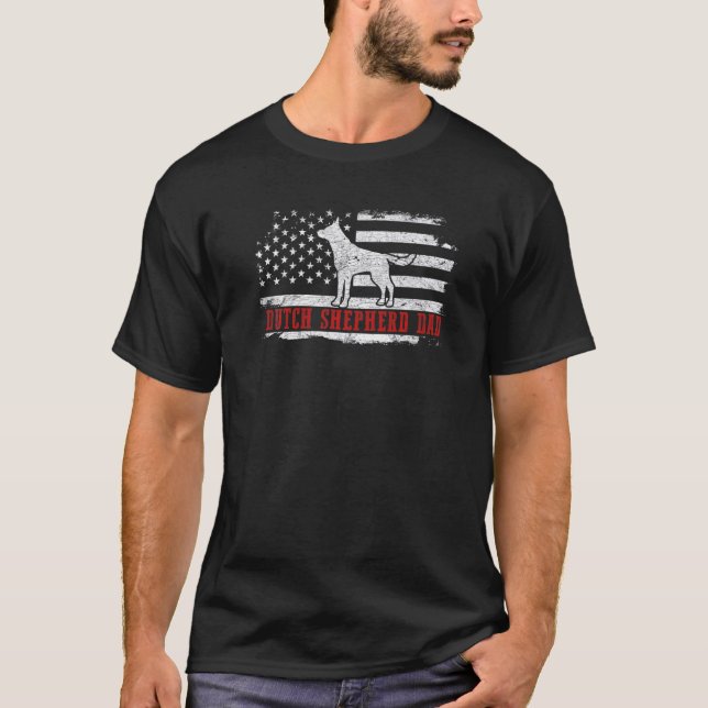 Camiseta Hombres Pastor Holandés Padre Peligro La Bandera E (Anverso)