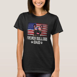 Camiseta Hombres Patriotas Bulldog Francés Papá Bandera Nor