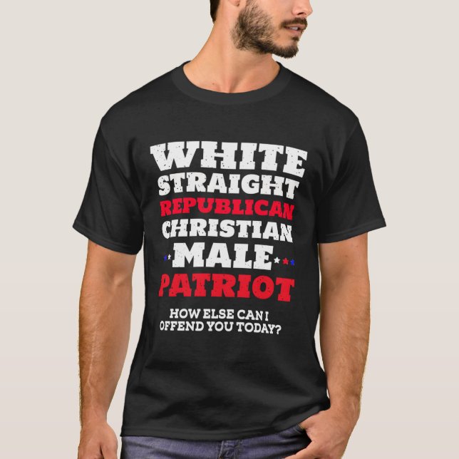 Camiseta Hombres Patriotas Cristianos Republicanos y Blanco (Anverso)