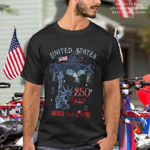 Camiseta Hombres Patrióticos 250 Años de Libertad de EE. UU