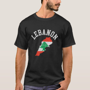 Camiseta Hombres patrióticos Mujeres Líbano Mapa de bandera