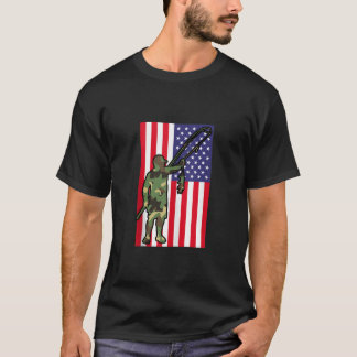 Camiseta Hombres Patrióticos pescadores Camuflaje de Pesca