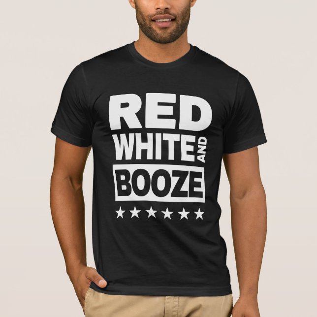 Camiseta Hombres patrióticos rojos, blancos y booze (Anverso)
