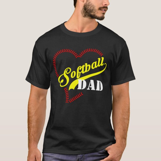 Camiseta Hombres Personalizados de Softball Stitch Heart Da (Anverso)
