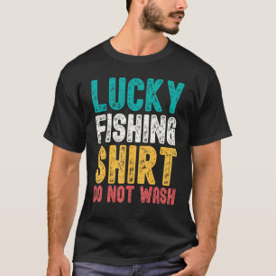 Camiseta Hombres Pesca Afortunada No Lavar Para Pescador