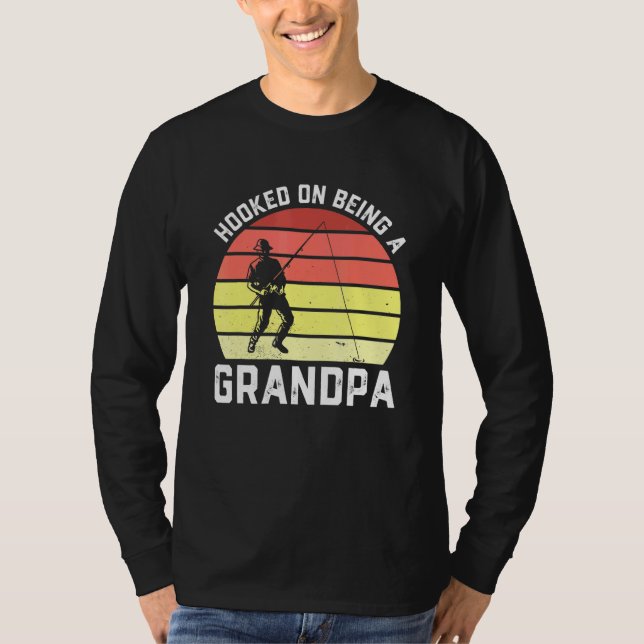 Camiseta Hombres Pescando Al Abuelo Pescador Enganchado A S (Anverso)