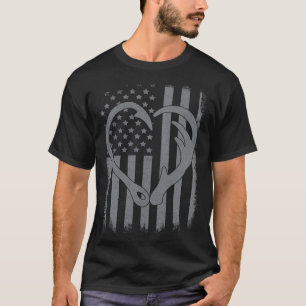 Camiseta Hombres pescando cazando al esposo de la bandera d