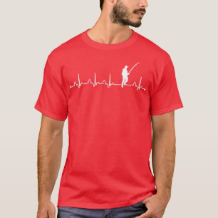 Camiseta Hombres Pescando Heartbeat EKG Pulso Fisher Lover 