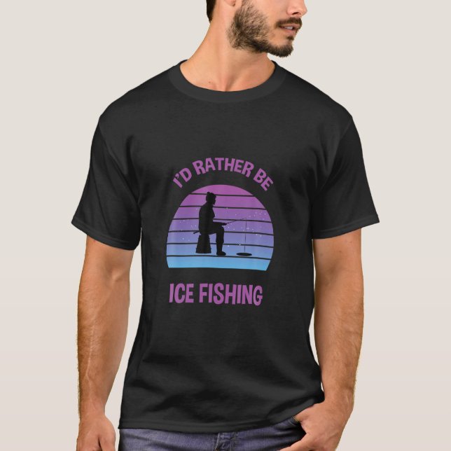 Camiseta Hombres Prefiero Pescar Hielo Vino Retro (Anverso)