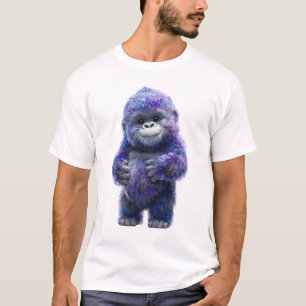 Camiseta Hombres Primate Cósmico Gorila Galaxia Púrpura
