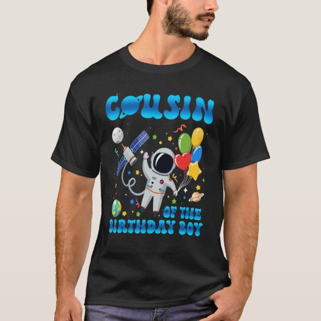 Camiseta Hombres Primo Del Astronauta De Cumpleaños Espacio (Anverso)