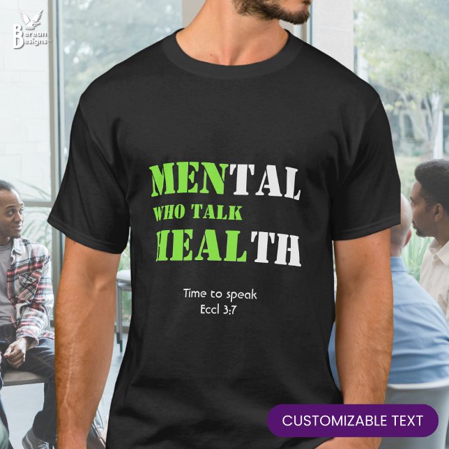 Camiseta HOMBRES QUE HABLAN CON Personalizados SALUDABLES E (MEN WHO TALK HEAL Men's Mental Health T-shirt with customizable Bible verse. Ideal supporter shirt.)