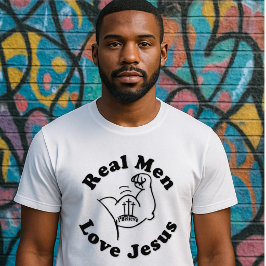 Camiseta Hombres Reales Aman a Jesús - Brazo Fuerte - Cruz