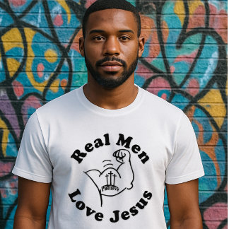 Camiseta Hombres Reales Aman a Jesús - Brazo Fuerte - Cruz