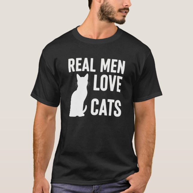 Camiseta HOMBRES REALES AMAN A LOS GATOS, lindos gatos negr (Anverso)