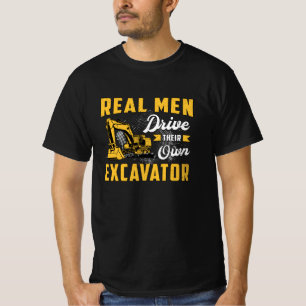Camiseta Hombres Reales Conducen Excavador Trabajador de Co