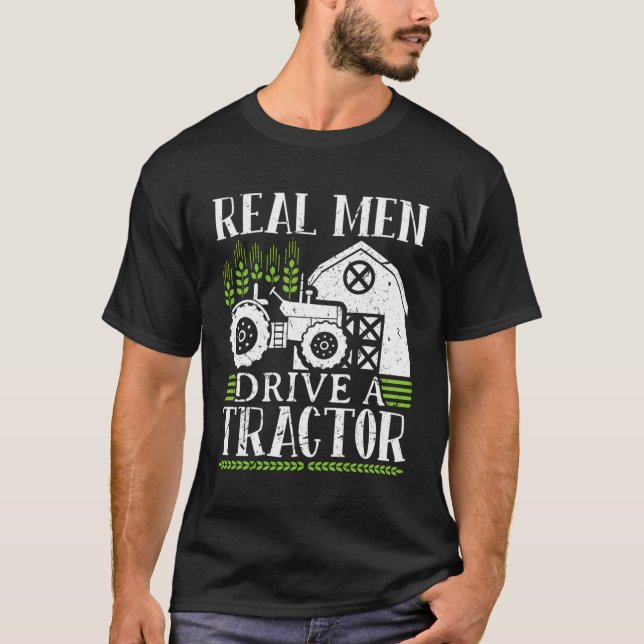Camiseta Hombres Reales Conducen Un Tractor (Anverso)