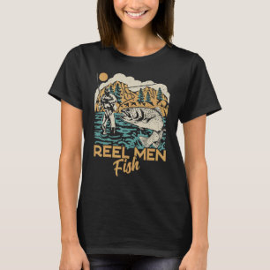 Camiseta Hombres Reel Fish Fisher Amigo de los Buques de Pe