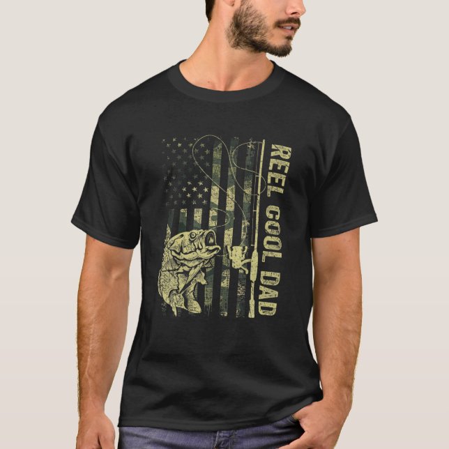 Camiseta Hombres Reel Guay Dad Camuflan Padre Bandera Ameri (Anverso)