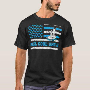 Camiseta Hombres Reel Guay Tío Bandera Estadounidense Pesca