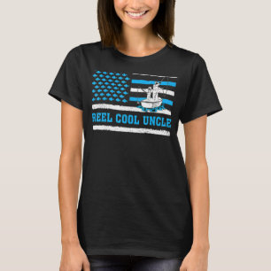 Camiseta Hombres Reel Guay Tío Bandera Estadounidense Pesca