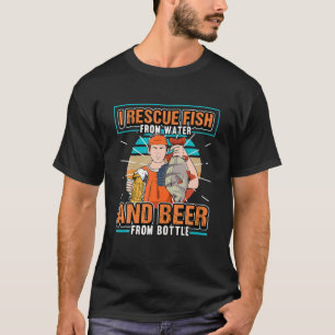 Camiseta Hombres Rescaté Pescado Del Agua Y Cerveza De La B
