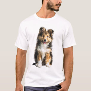 Camiseta Hombres retrato de cachorro de Shetland Sheepdog e