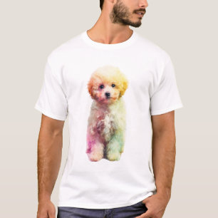 Camiseta Hombres retrato de caniche juguete arcoíris vibran