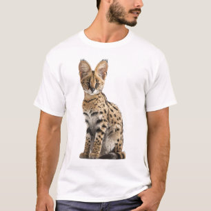 Camiseta Hombres retrato majestuoso gato serval manchado sa