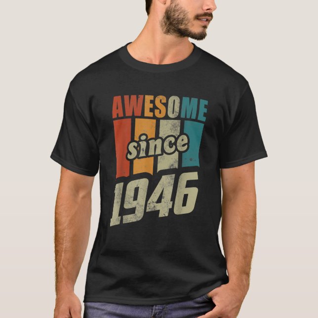 Camiseta Hombres Retro Actualmente Mujeres 80° 1946 Hecho e (Anverso)