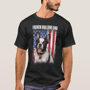Camiseta Hombres Retro Bandera Estadounidense Bulldog Franc
