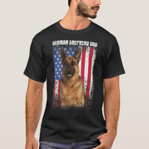 Camiseta Hombres Retro Bandera Estadounidense Pastor Alemán