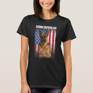 Camiseta Hombres Retro Bandera Estadounidense Pastor Alemán