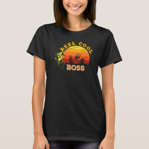 Camiseta Hombres Retro Carrete Jefe Genial Pesca Amor Padre