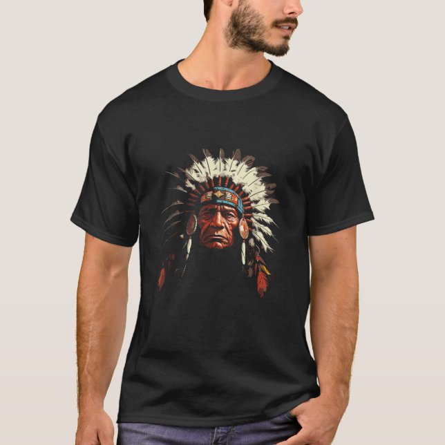 Camiseta Hombres retro de la cabeza de los indios indios na (Anverso)