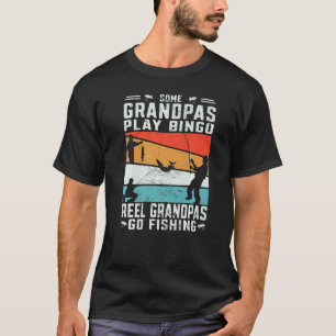 Camiseta Hombres Retro Fish Angler Carrete Los abuelos van