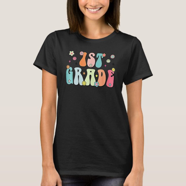 Camiseta Hombres Retro Groovy de 1º Grado Mujeres Niños Pri (Anverso)