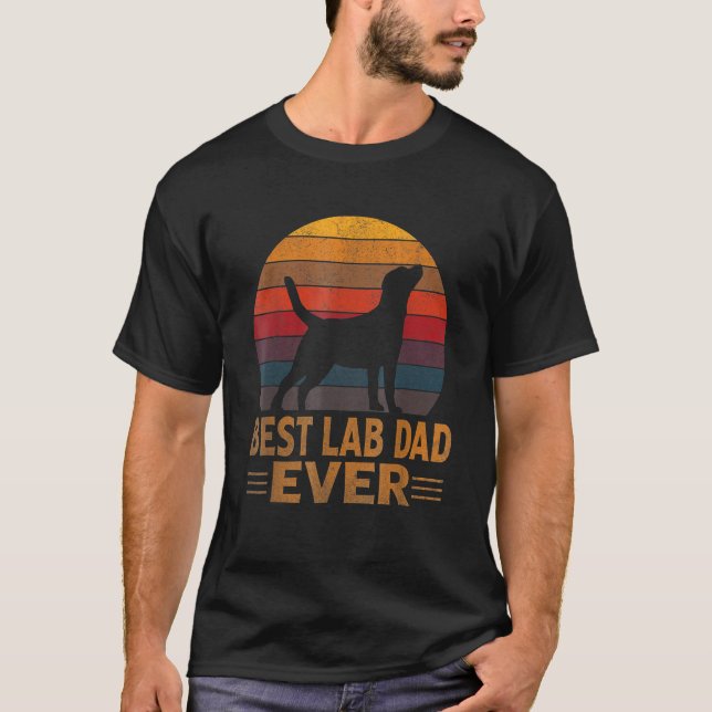 Camiseta Hombres Retro Labrador Perro papá Golden Black Lab (Anverso)