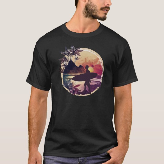 Camiseta Hombres retro surfer Sunset Beach (Anverso)