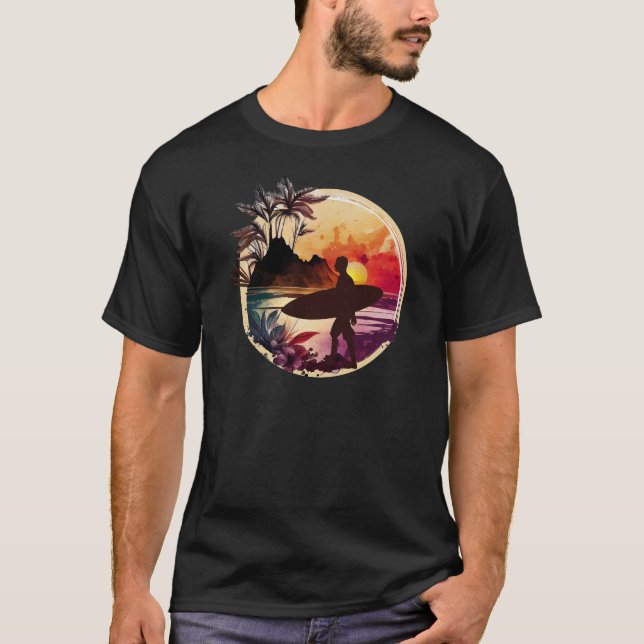 Camiseta Hombres retro surfer Sunset Beach (Anverso)