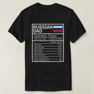 Camiseta Hombres Ruso Divertidos Hechos Nutricionales Padre