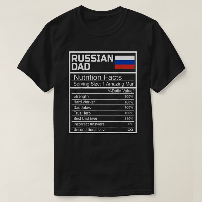 Camiseta Hombres Ruso Divertidos Hechos Nutricionales Padre (Diseño del anverso)