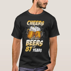 Camiseta Hombres Saludan Y Cervezas A Los 87 Años 87º Nacim