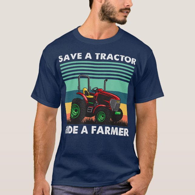 Camiseta Hombres Salven Tractores De Un Agricultor Trabajad (Anverso)